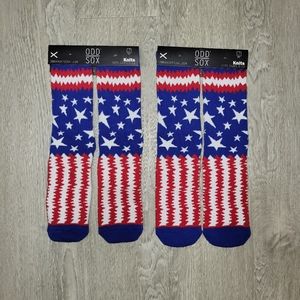 2 Pairs - Odd Sox USA Punk American Flag Crew Socks New